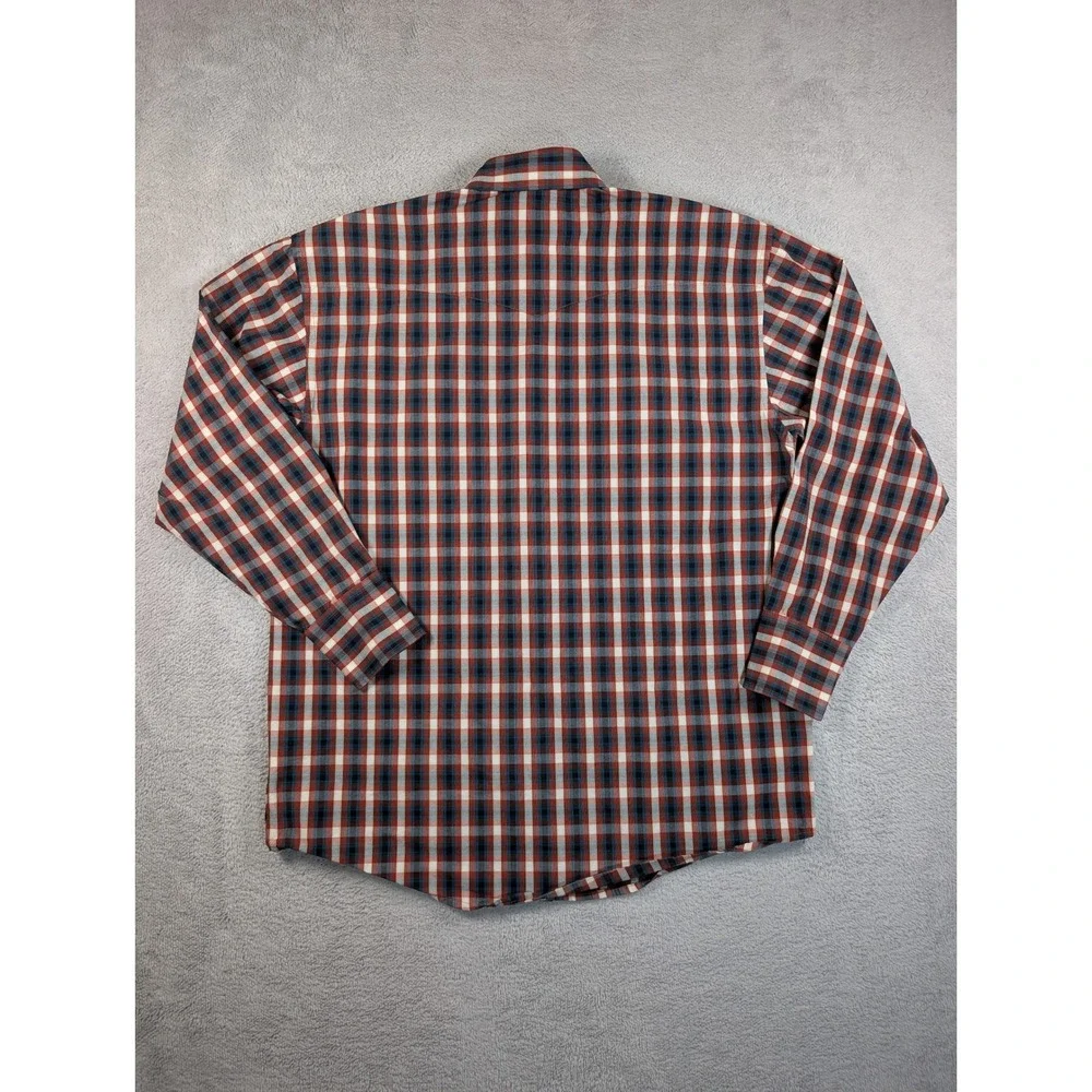 George Strait Wrangler Mens Plaid Western Snap Shirt Red Blue‎ M MGX314